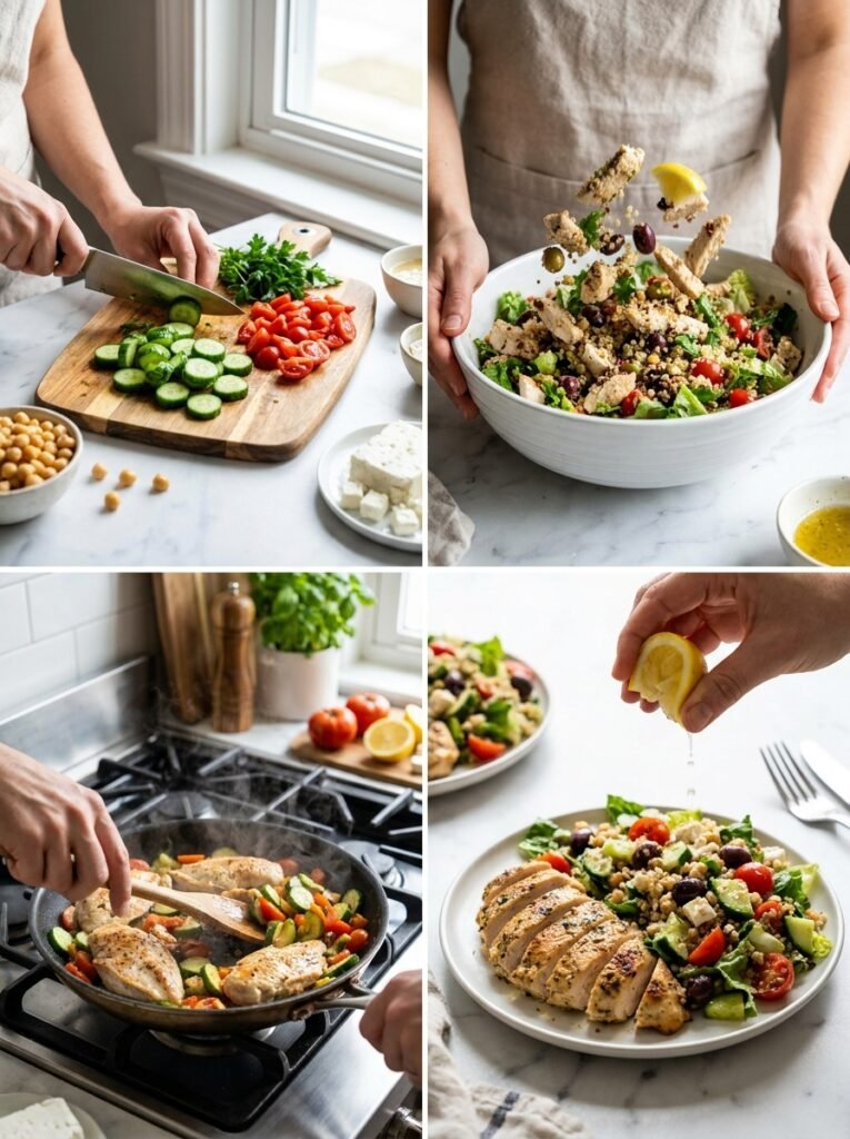 High Protein Low Calorie Mediterranean Meal: Grilled Chicken with Lemon Herb Quinoa and Roasted Vegetables 14 Cooking high protein low calorie… 202605011709