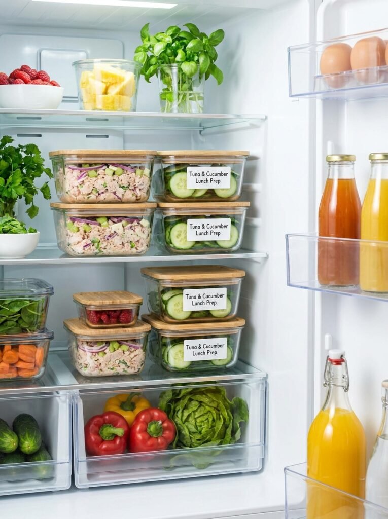 Tuna and Cucumber Lunch Prep: Easy, Healthy, No-Cook Recipe 16 Food storage containers Tuna Cuc… 202605011729
