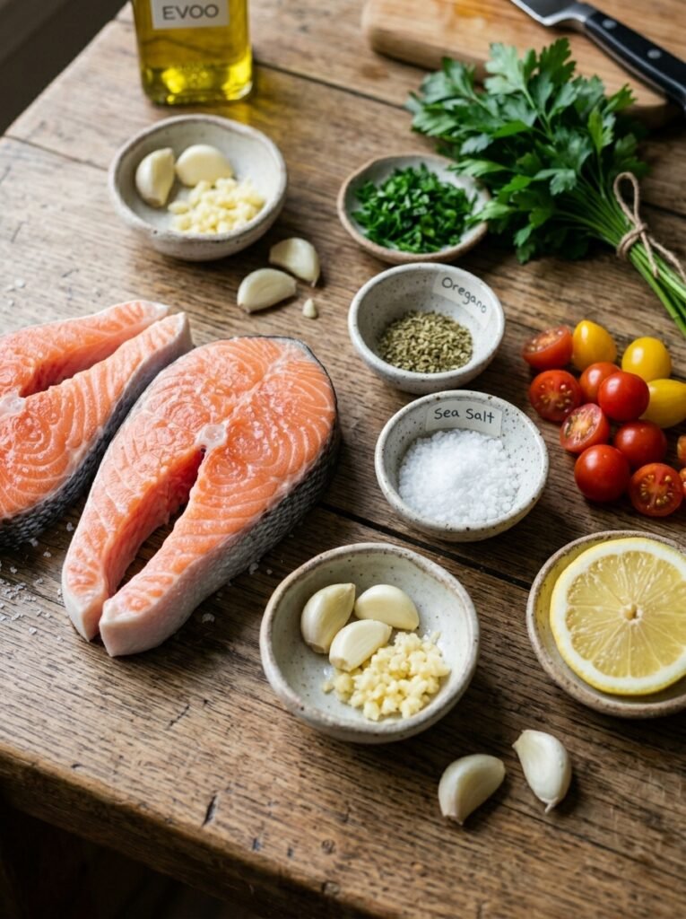 Salmon ingredients arranged 202604131308