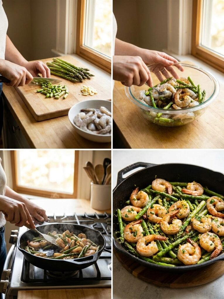 Shrimp and asparagus skillet meal 202605011733