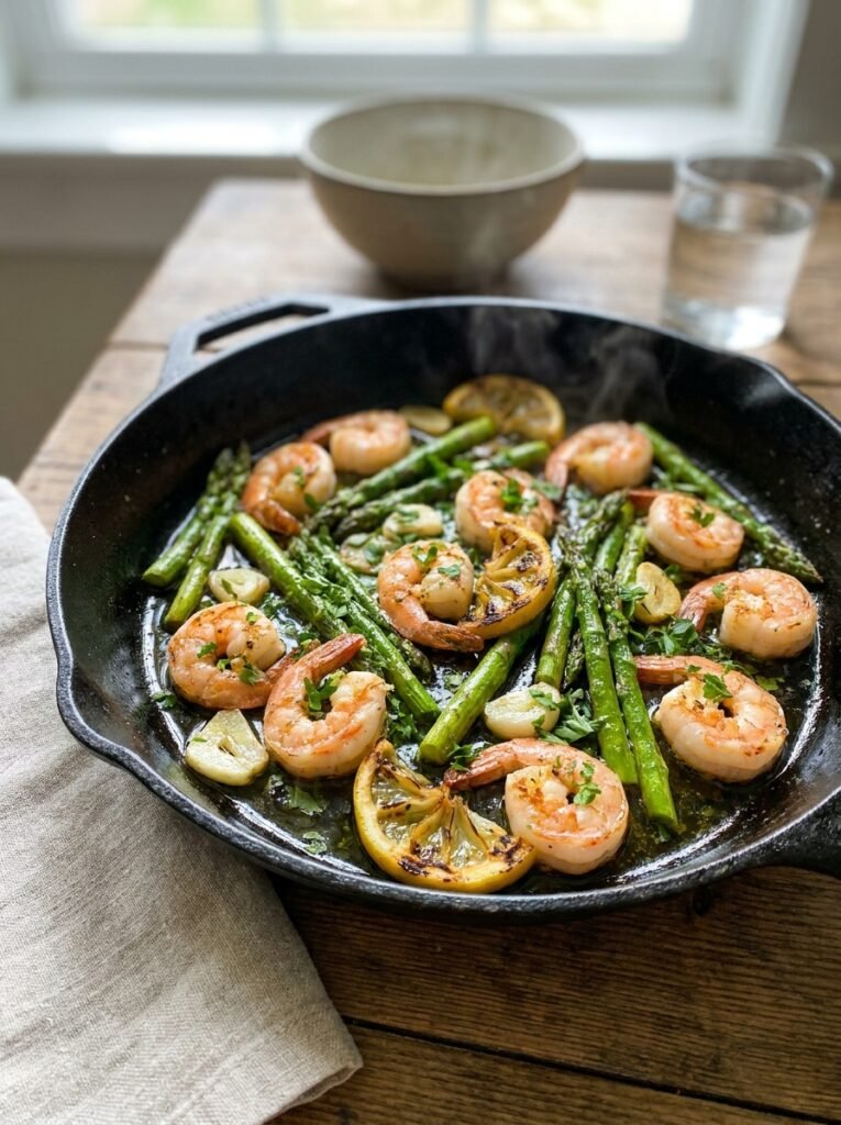 Shrimp asparagus skillet meal 202605011733