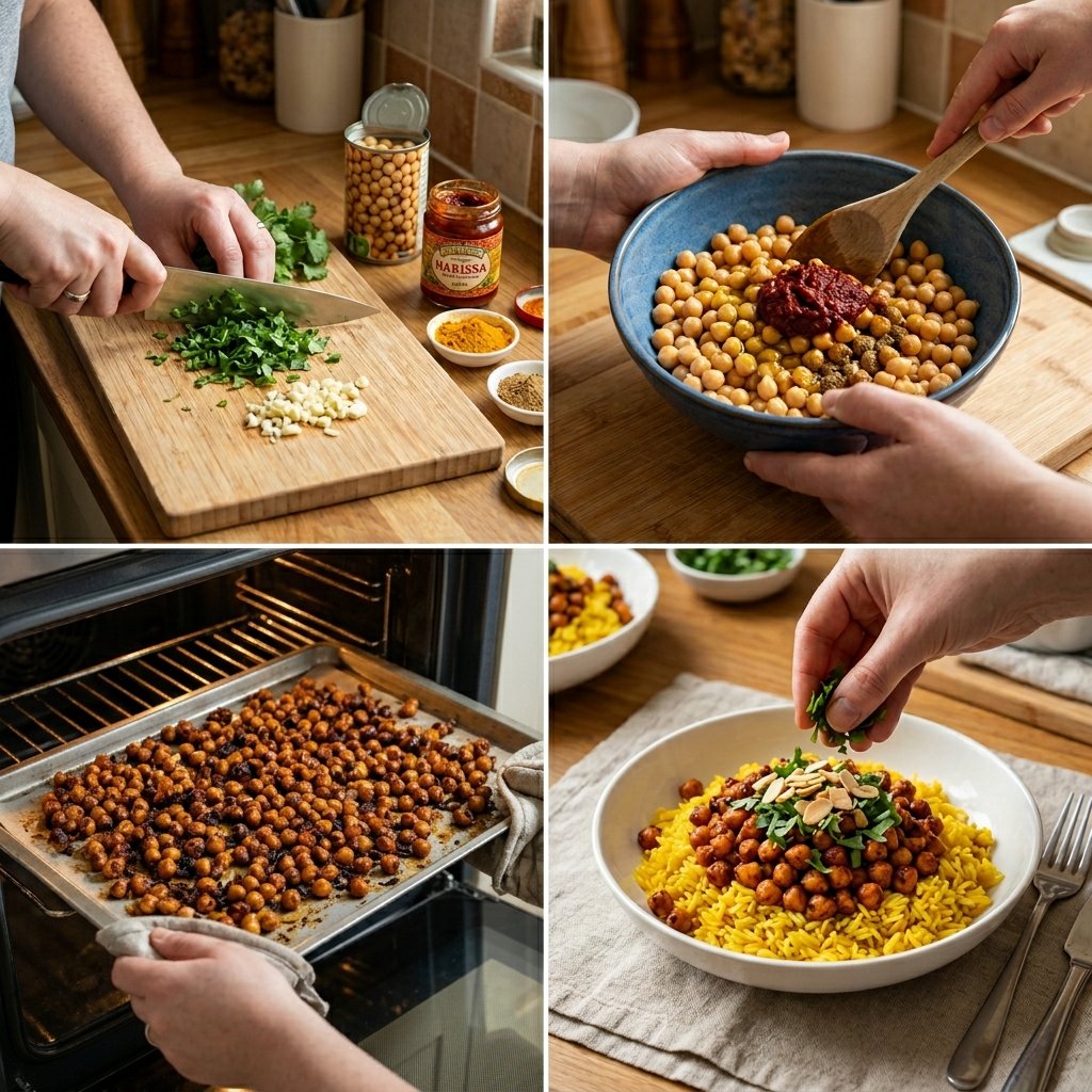 Harissa Chickpeas With Turmeric Rice recipe