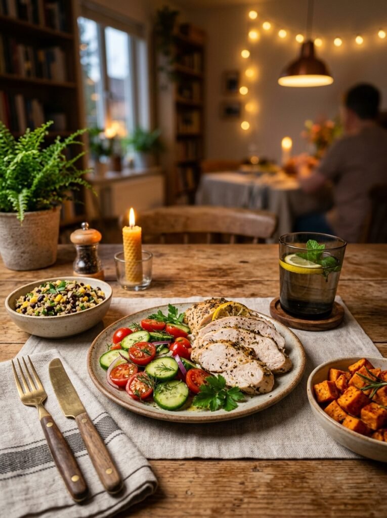 High Protein Turkey Tomato Cucumber Protein Plate 15 A full serving setup of 202605181313