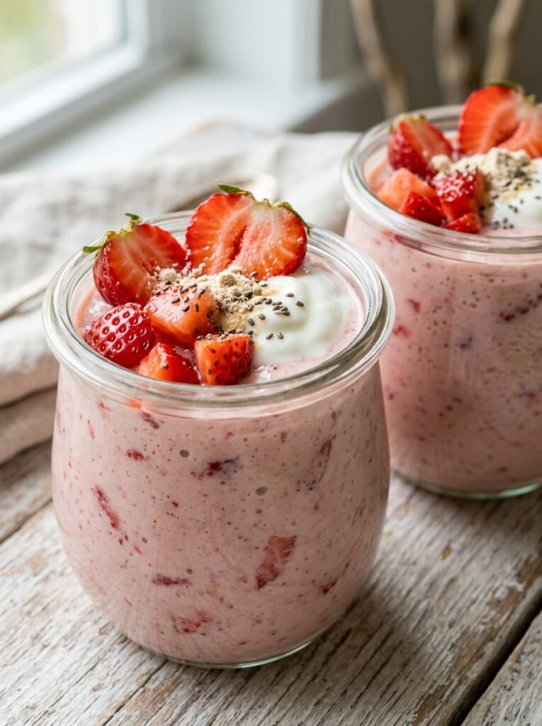 high protein strawberry protein pudding cups recipe 12 A realistic close up recipe photo 202605071722
