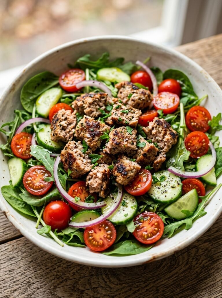 high protein turkey burger lunch salad 17 A realistic close up recipe photo 202605071739