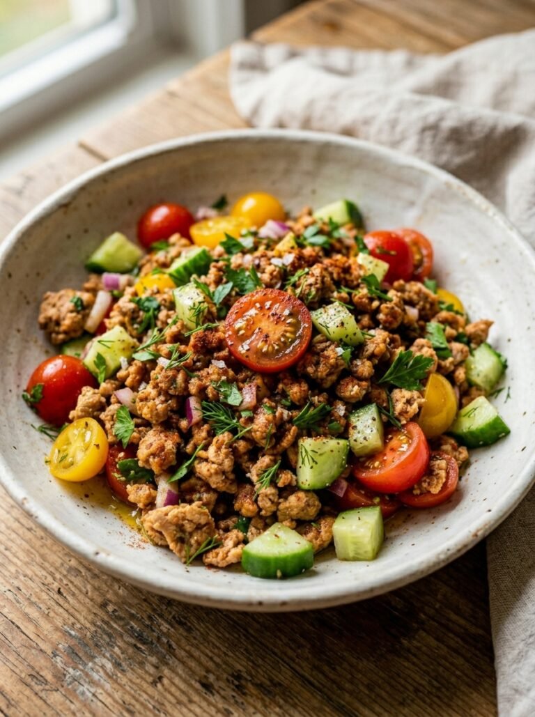 High Protein Turkey Tomato Cucumber Protein Plate 17 A realistic close up recipe photo 202605181308