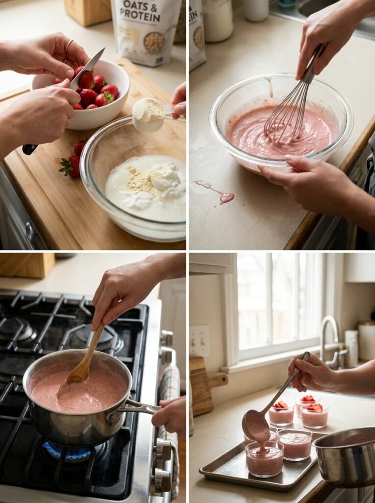 high protein strawberry protein pudding cups recipe 14 A step by step cooking process of 202605071722