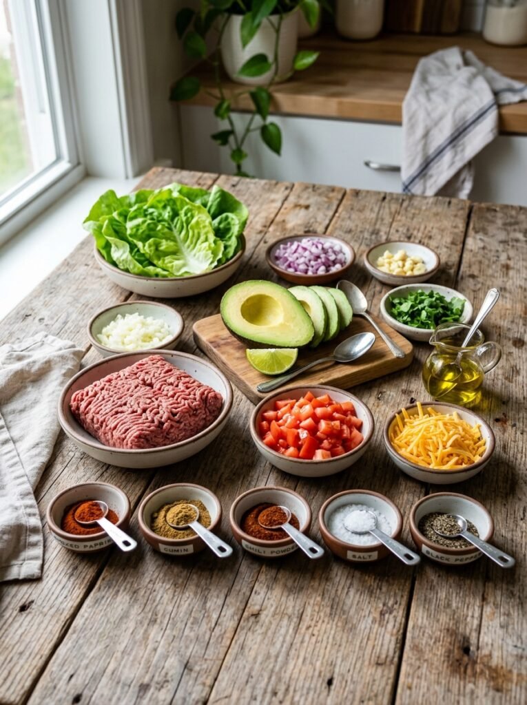 Easy High Protein Beef Avocado Lettuce Tacos Recipe 13 Beef avocado lettuce tacos ingre… 202605301343