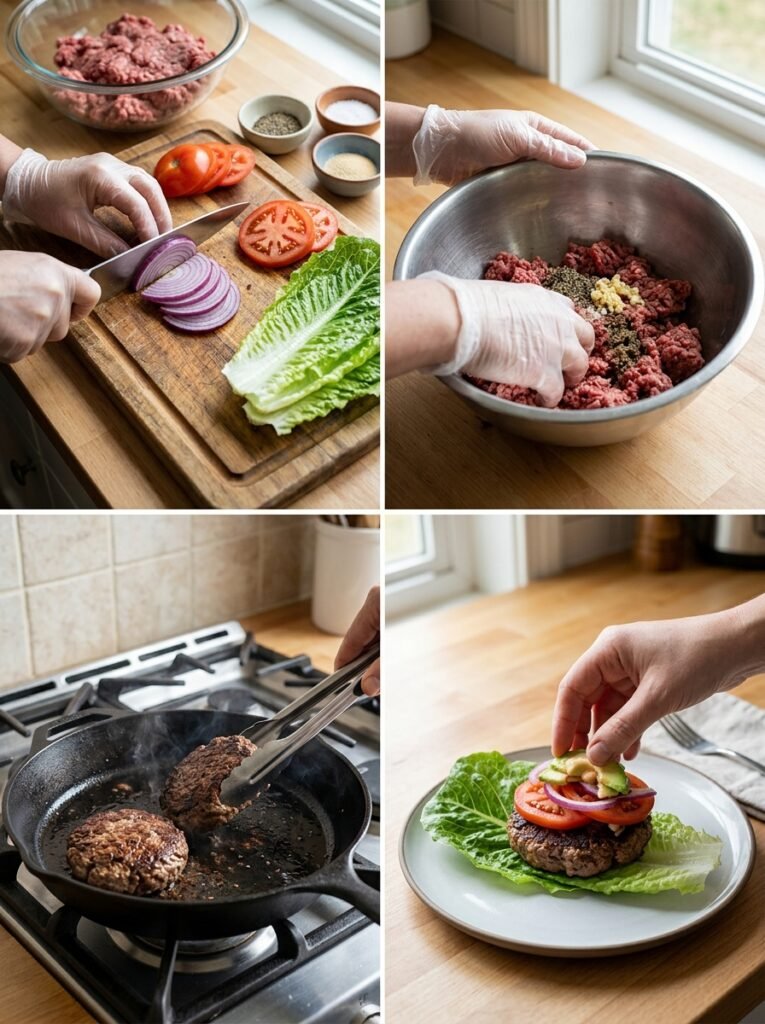 High Protein Beef Burger Lettuce Dinner Stack 14 Beef burger lettuce dinner stack 202605212141 1