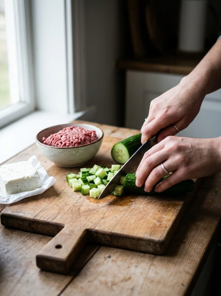 High Protein Beef Cucumber Feta Dinner Bowl 14 Beef cucumber feta dinner bowl 202605092225