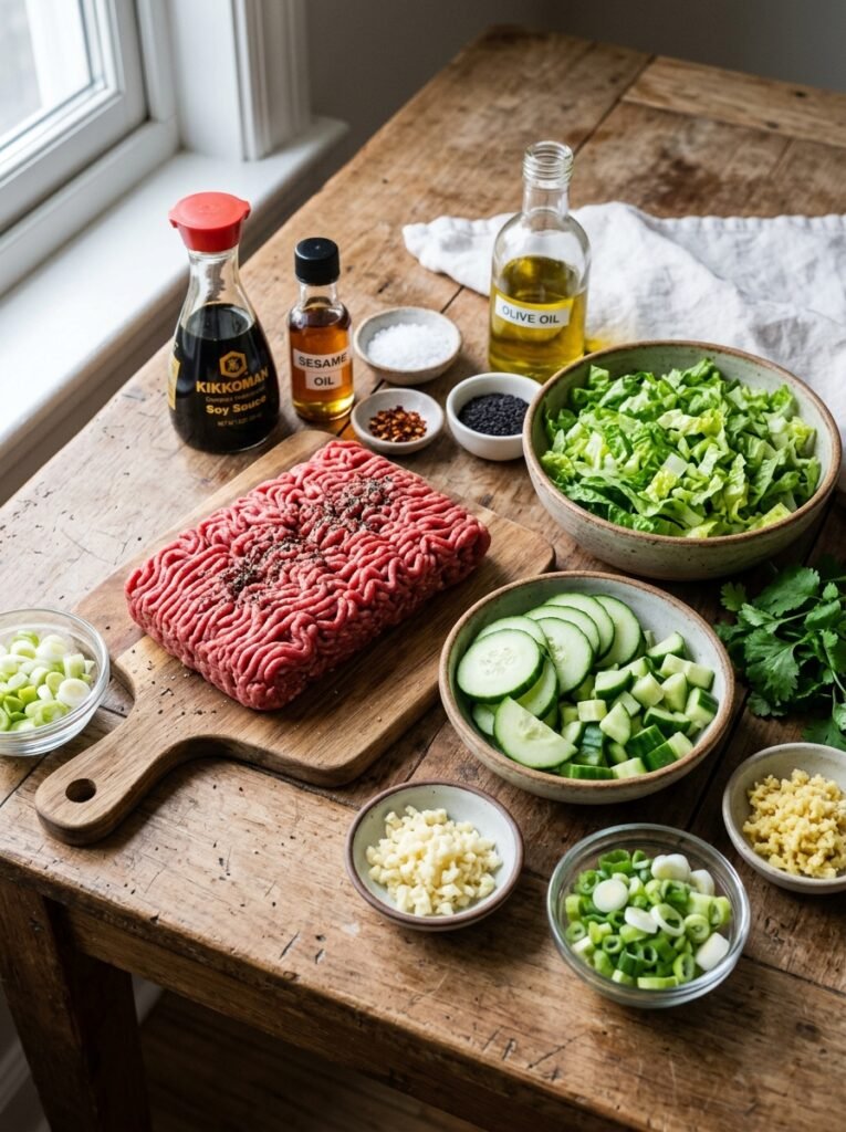 easy high protein beef cucumber lettuce bowls 13 Beef cucumber lettuce bowls ingr… 202605071749