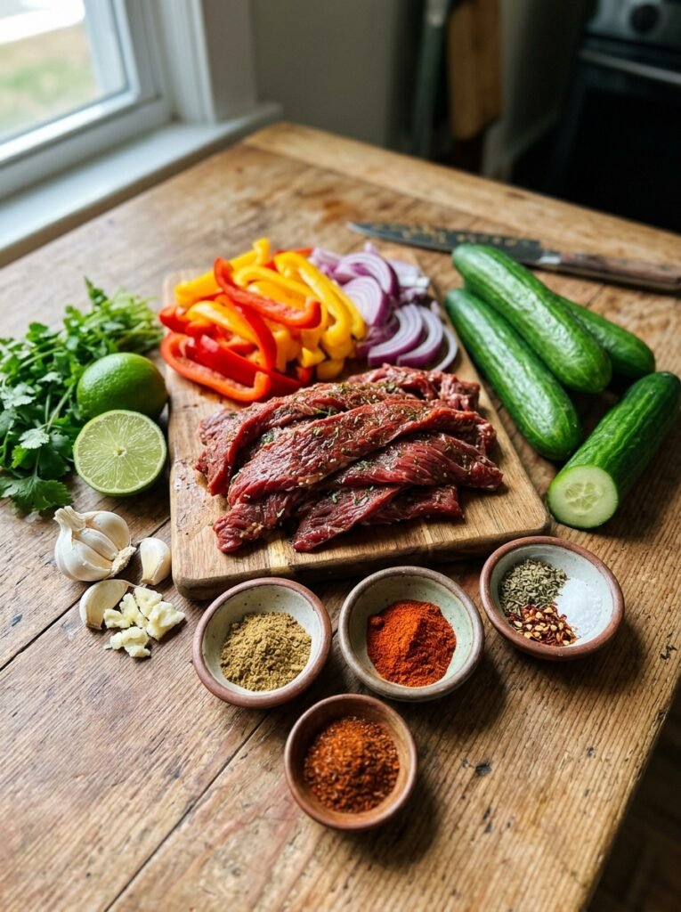 Easy High Protein Beef Fajita Cucumber Bowls 13 Beef fajita cucumber bowls ingre… 202605171846