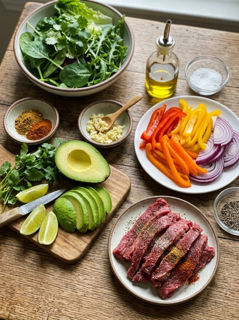 High Protein Beef Fajita Salad with Avocado 13 Beef fajita salad ingredients ar… 202605041424