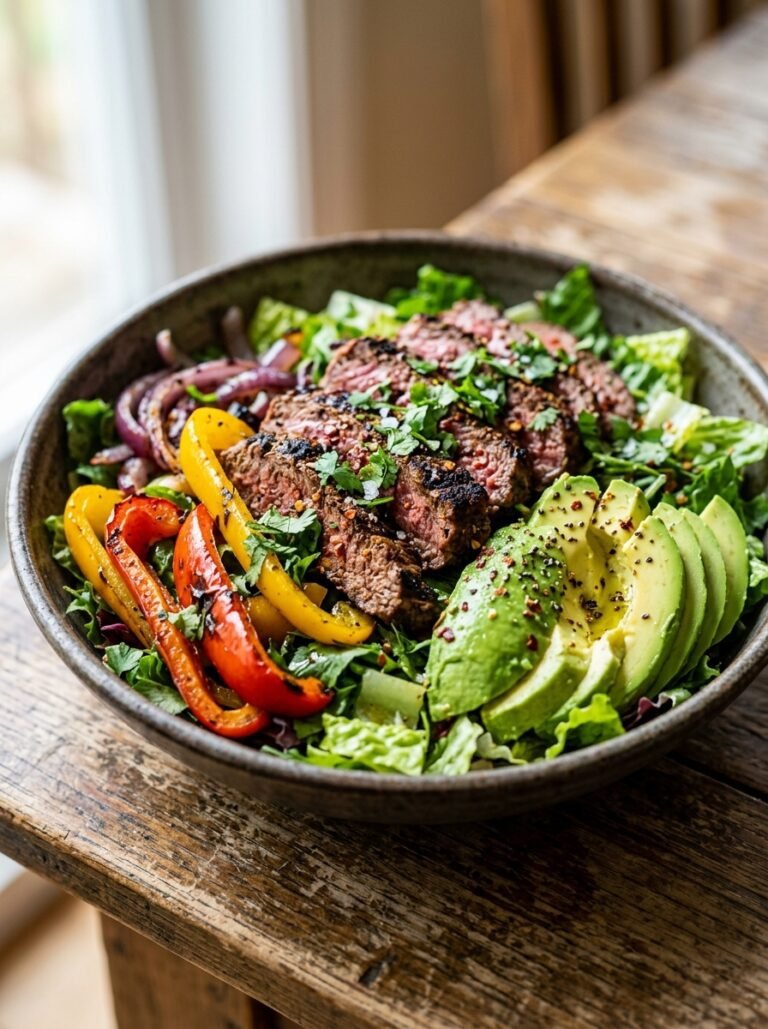 High Protein Beef Fajita Salad with Avocado 17 Beef fajita salad with avocado 202605041423