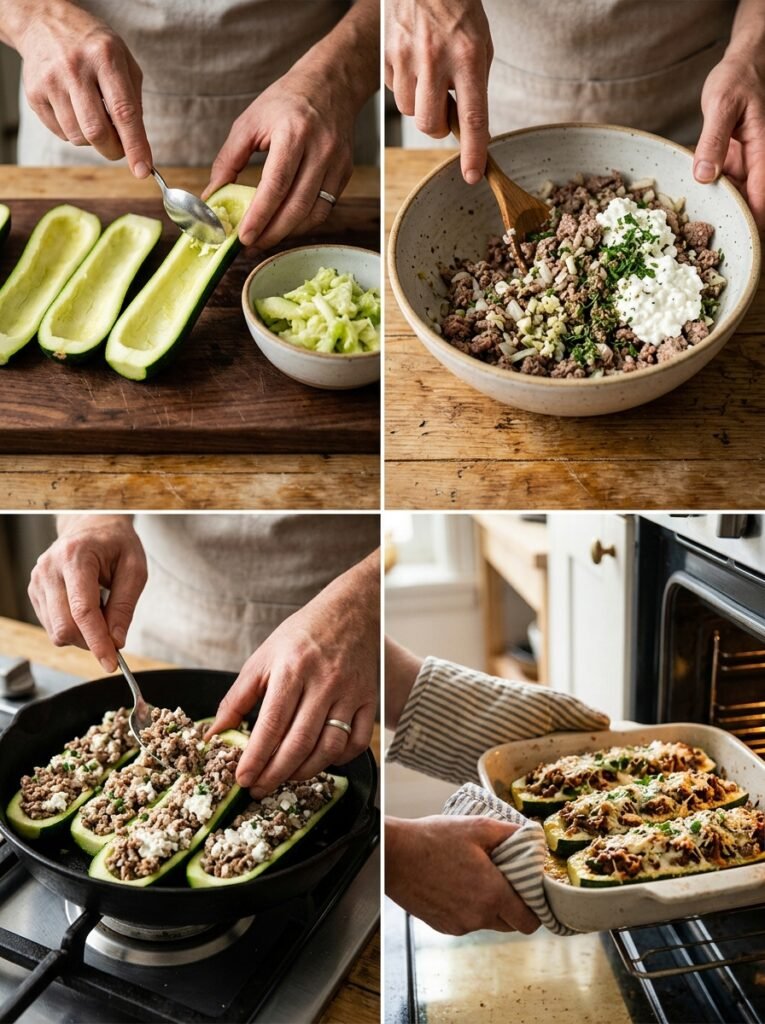 Beef stuffed zucchini cooking pr… 202606111256