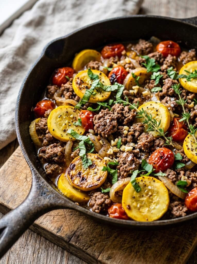 Beef summer squash skillet recipe 202605180106