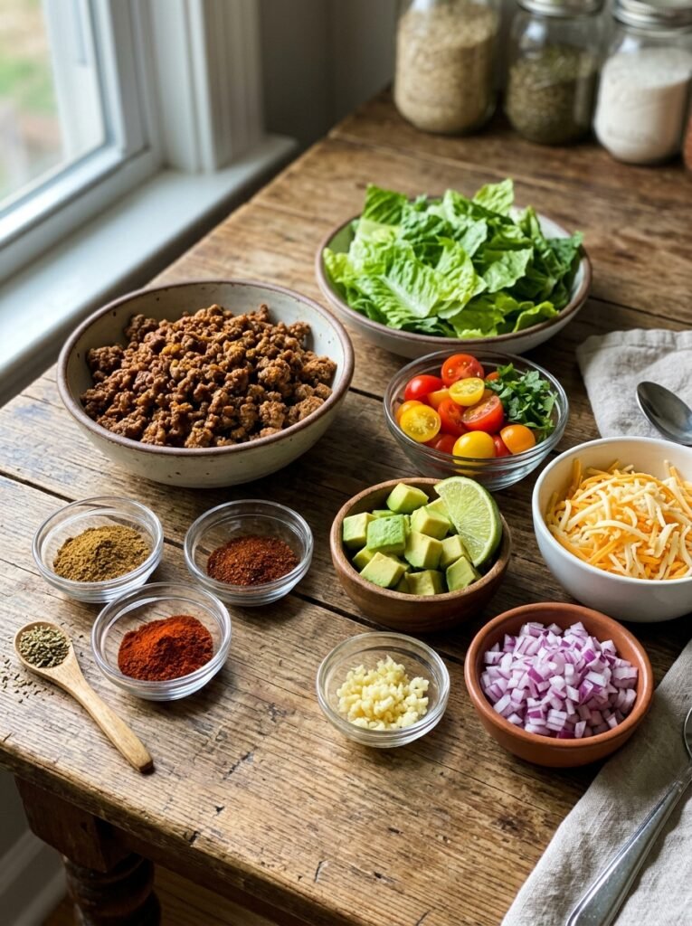 easy high protein beef taco lettuce salads 13 Beef taco lettuce salad ingredients 202606111332