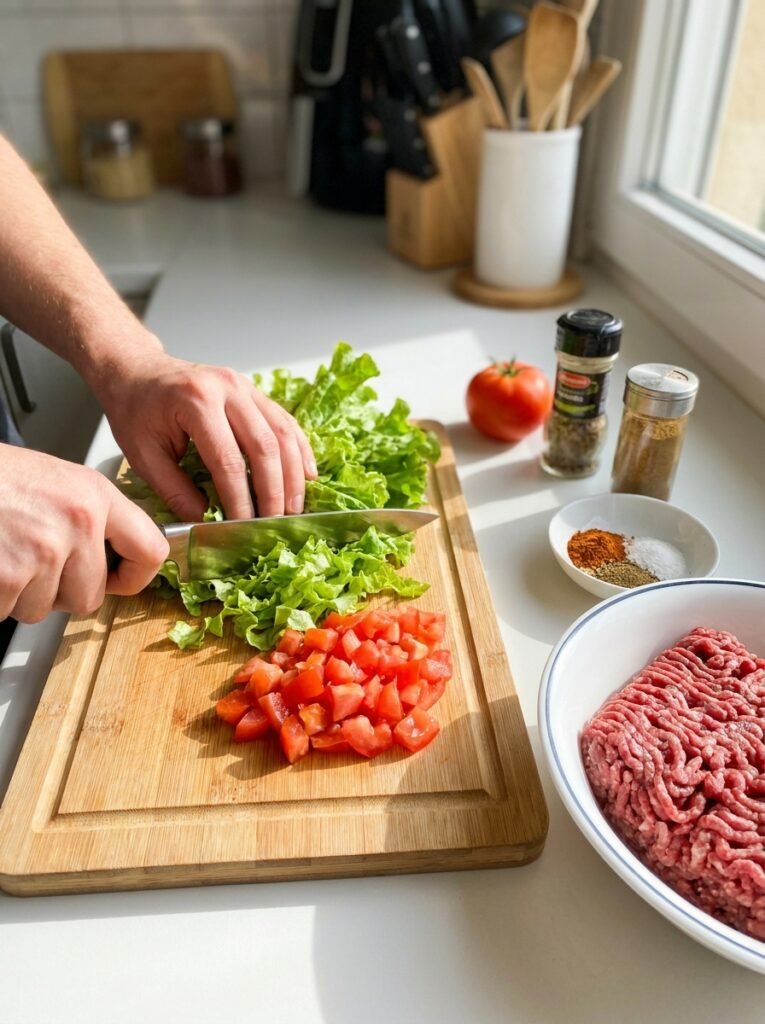 high protein beef taco lettuce dinner wraps 14 Beef taco lettuce wraps cooking 202605131454