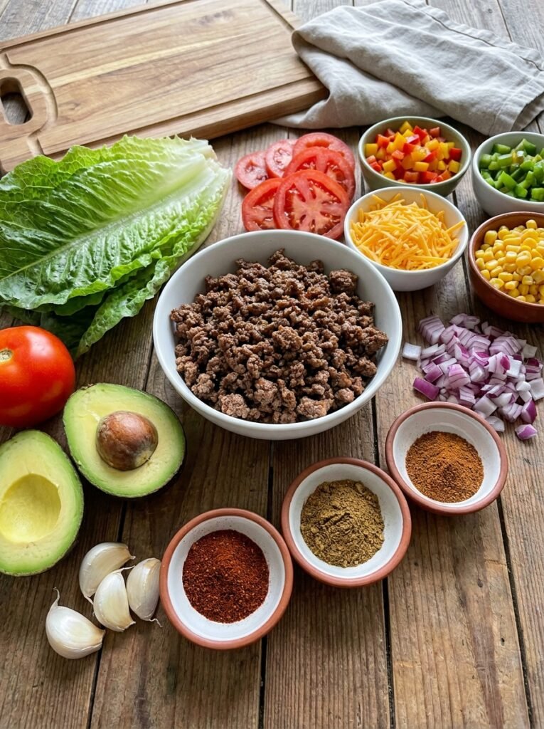 high protein beef taco lettuce dinner wraps 13 Beef taco lettuce wraps ingredients 202605131456