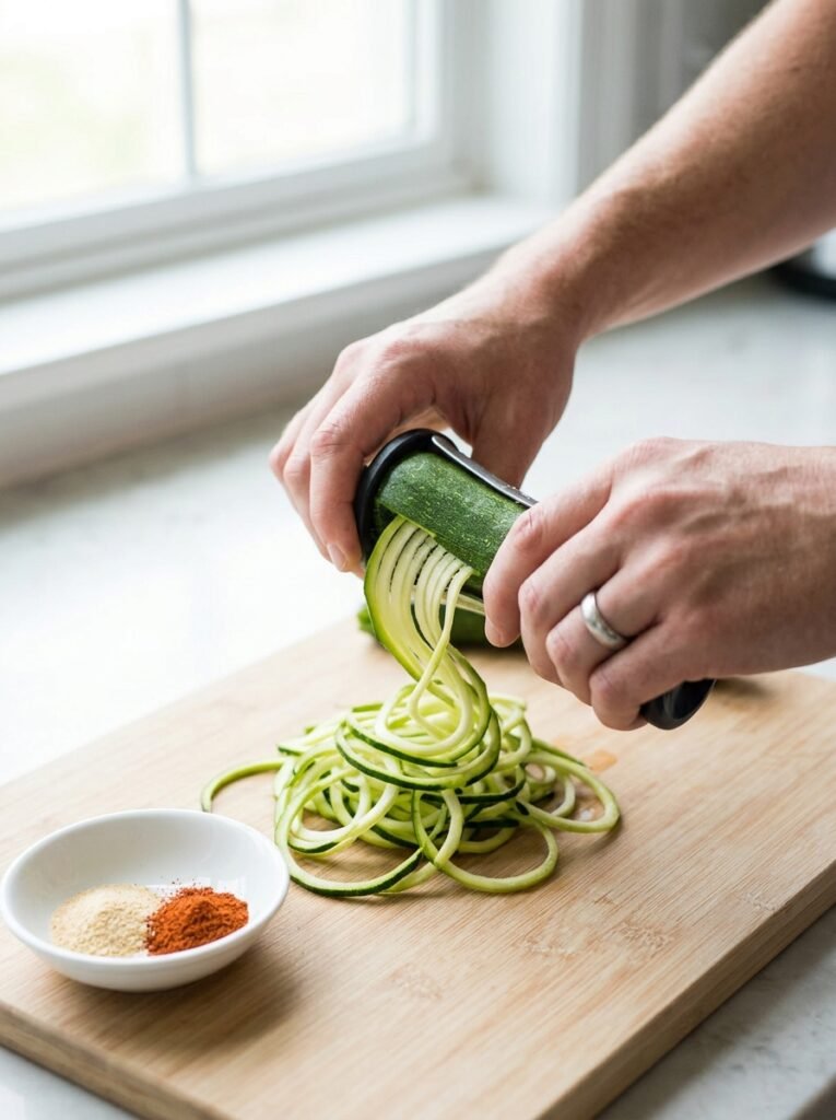 Beef zucchini noodle plates cooking 202606081435