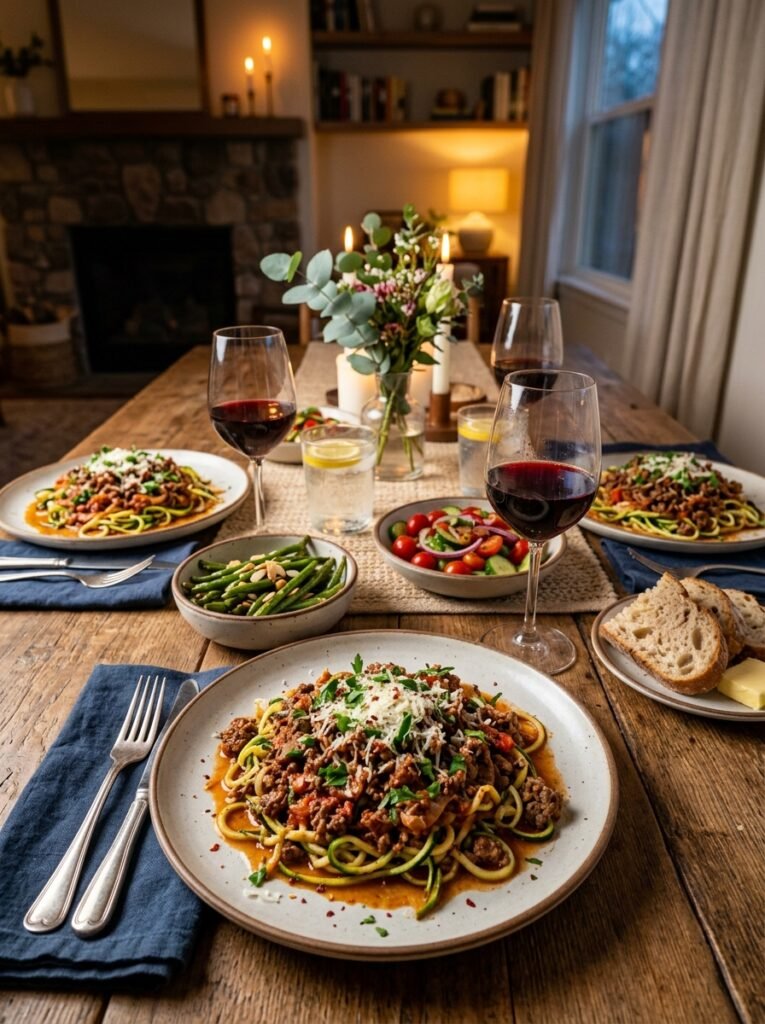 Beef zucchini noodle plates setup 202606081435