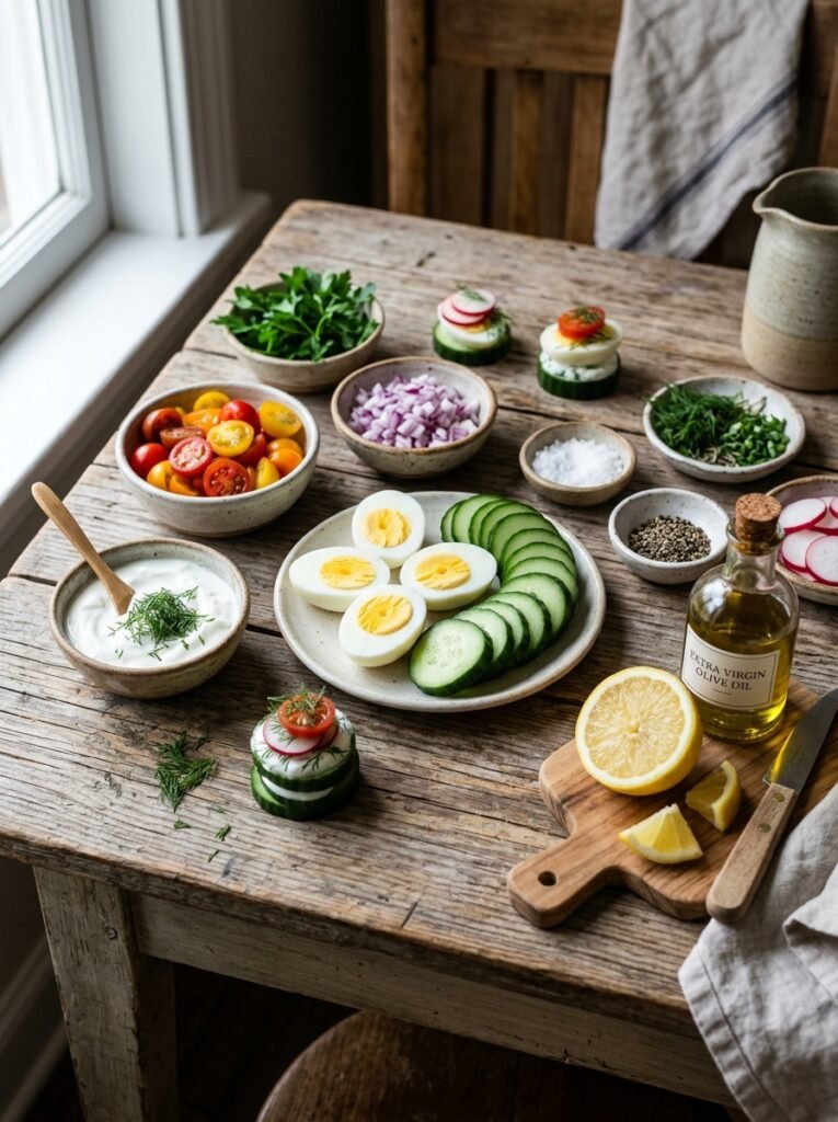 High Protein Boiled Egg Cucumber Stacks Recipe 13 Boiled eggs cucumber stacks ingr… 202605171327