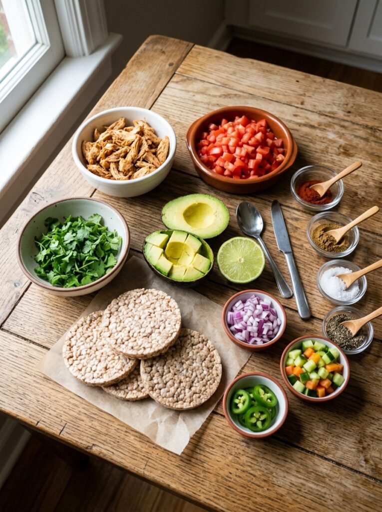 High Protein Chicken Avocado Rice Cake Bites: A Homemade Healthy Snack 13 Chicken avocado rice cake ingred… 202605240014