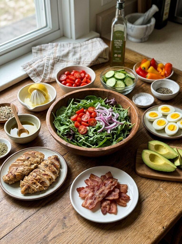 High Protein Chicken Bacon Avocado Dinner Salad 2 Chicken bacon avocado dinner sal… 202605301351
