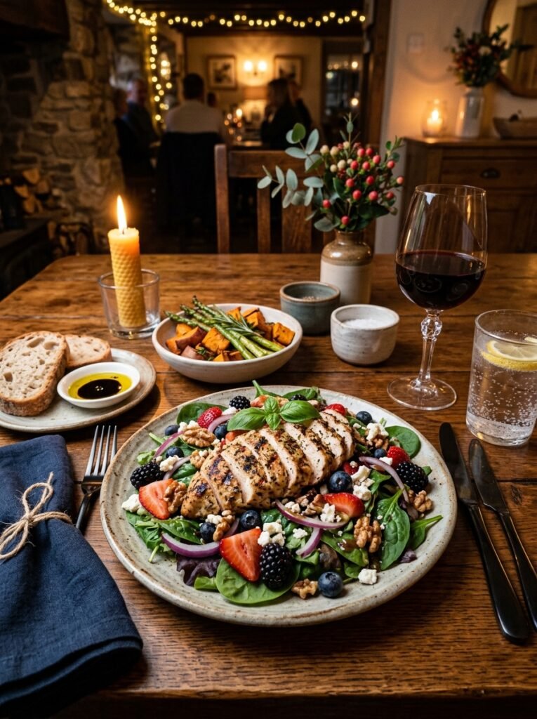 High Protein Grilled Chicken Berry Spinach Dinner 15 Chicken berry spinach dinner setup 202606071313