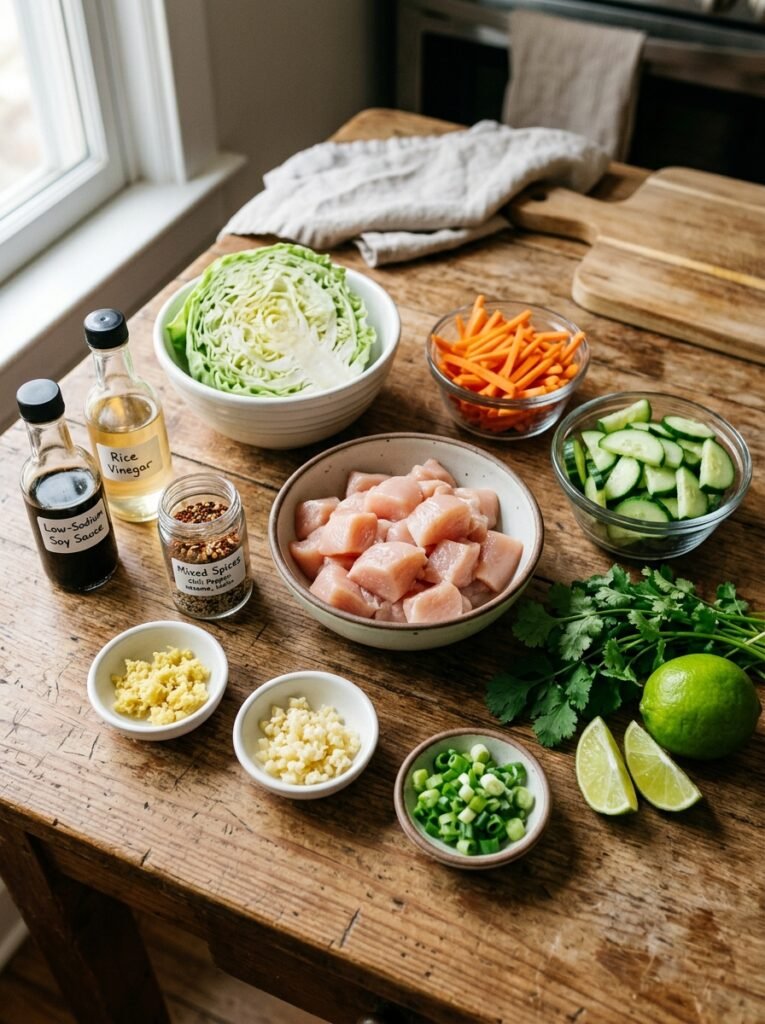 High Protein Low Calorie Chicken Cucumber Cabbage Bowls 13 Chicken cabbage cucumber bowls i… 202606071357