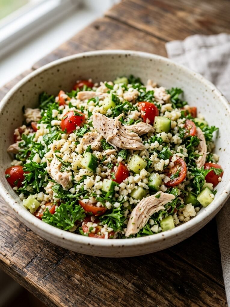 high protein low calorie chicken cauliflower tabbouleh 12 Chicken cauliflower tabbouleh re… 202605102106
