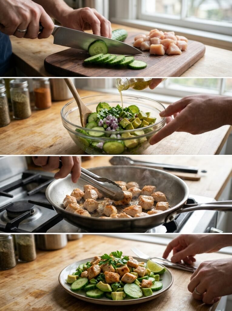 High Protein Low Calorie Chicken Cucumber Avocado Plate 14 Chicken cucumber avocado plate c… 202606021411