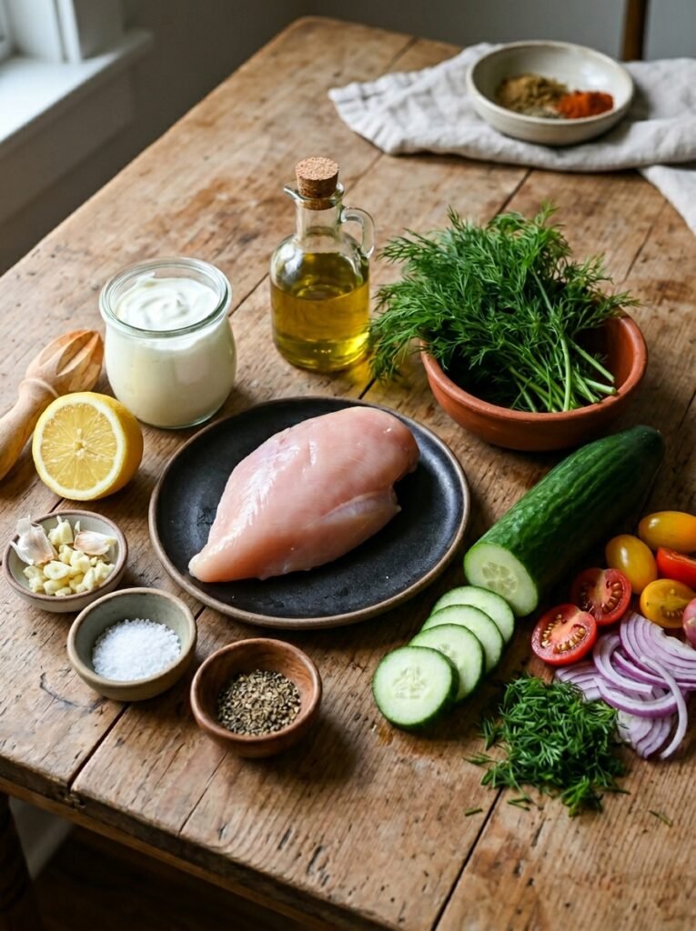 High Protein Low Calorie Chicken Cucumber Dill Salad 13 Chicken cucumber dill salad ingr… 202606101500