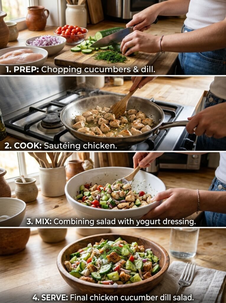 High Protein Low Calorie Chicken Cucumber Dill Salad 14 Chicken cucumber dill salad process 202606101500