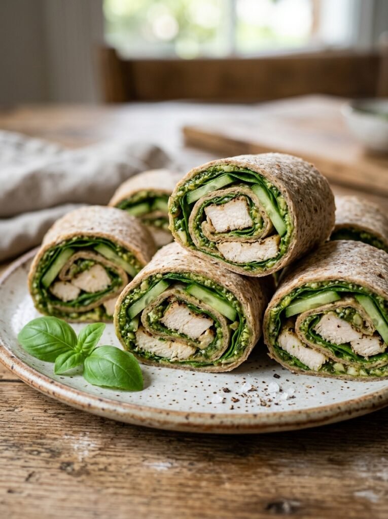 High Protein Chicken Cucumber Pesto Lunch Rolls 12 Chicken cucumber pesto lunch rolls 202606101443