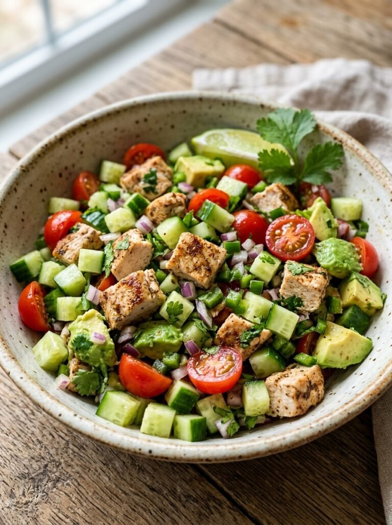 High Protein Low Calorie Chicken Cucumber Salsa Bowl Recipe 17 Chicken cucumber salsa bowl 202605091425