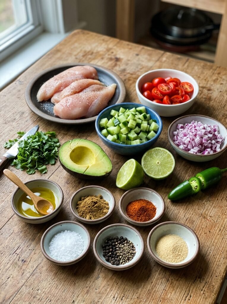 High Protein Low Calorie Chicken Cucumber Salsa Bowl Recipe 13 Chicken cucumber salsa bowl ingr… 202605091425