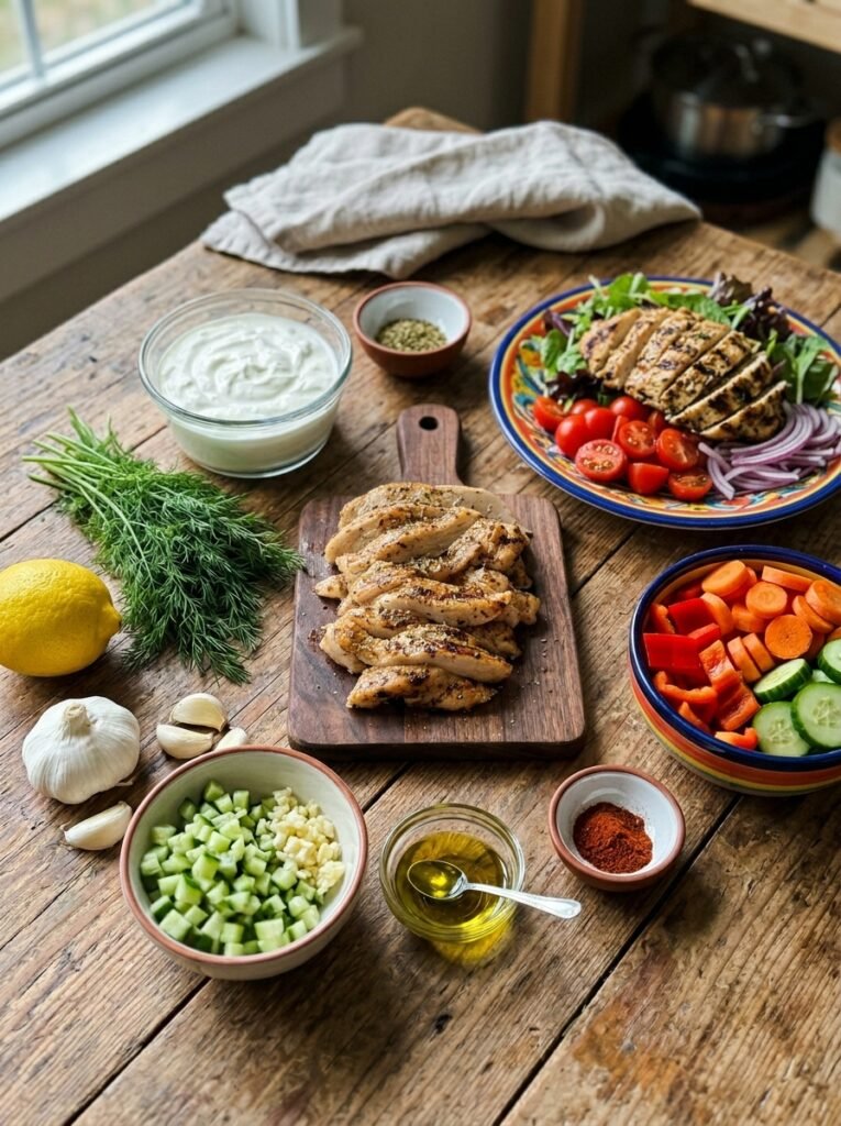 Chicken cucumber tzatziki lunch … 202605282136