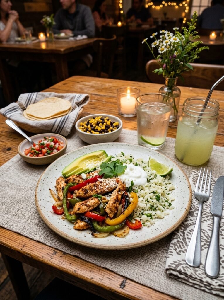 high protein chicken fajita cauliflower rice plate 15 Chicken fajita cauliflower rice … 202606031504