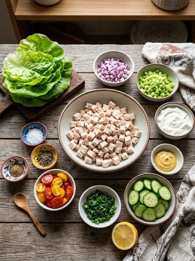 Chicken salad ingredients on table 202606101452