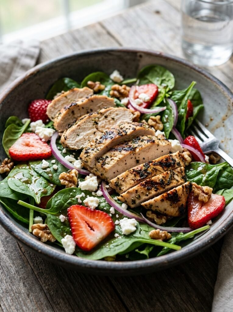 High Protein Chicken Strawberry Spinach Lunch Salad: The Ultimate Midday Meal 11 Chicken strawberry spinach salad 202605061437