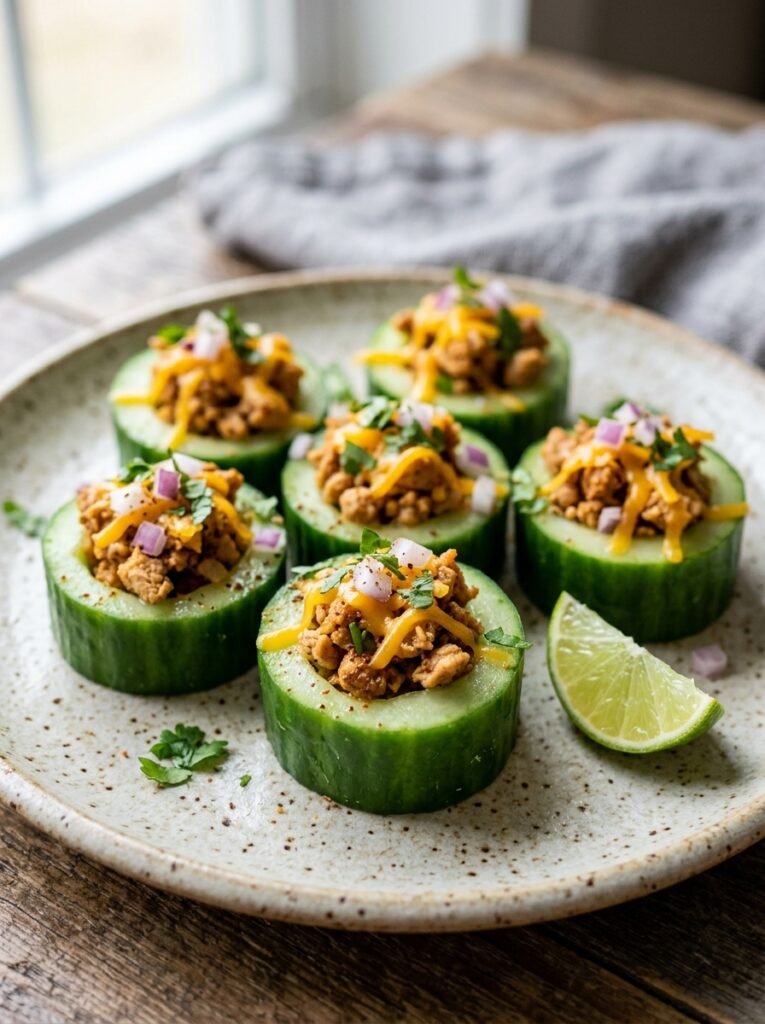 High Protein Chicken Taco Cucumber Bites 12 Chicken taco cucumber bites 202605301346