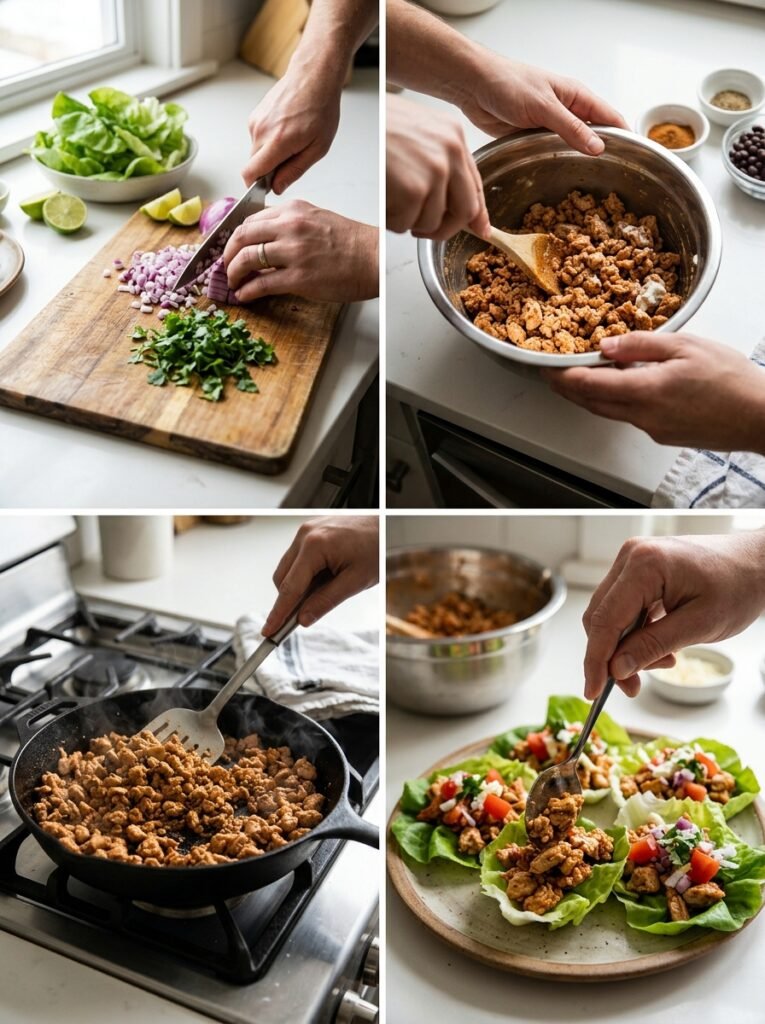 Chicken taco lettuce boats cooking 202605222345