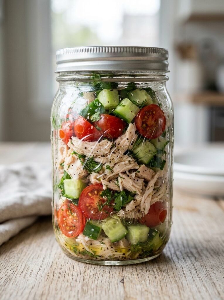 High Protein Chicken Tomato Cucumber Lunch Jar 12 Chicken tomato cucumber lunch jar 202606061537