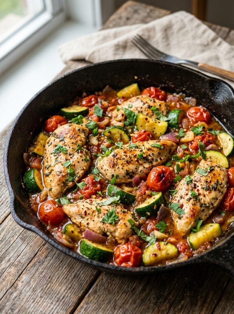 Easy High Protein Chicken Tomato Zucchini Skillet 17 Chicken tomato zucchini skillet 202605091433