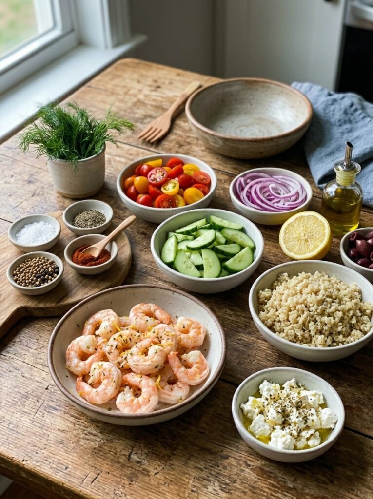 High Protein Shrimp Feta Cucumber Dinner Bowl 13 Close up amateur photo of 202605181331