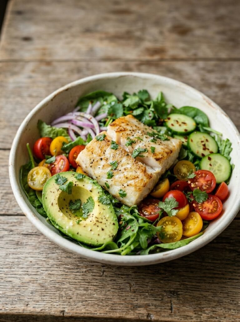 High Protein Cod Avocado Lime Dinner Salad 17 Cod avocado lime dinner salad 202605212116 1