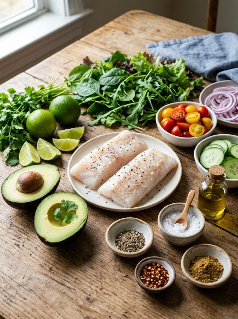 High Protein Cod Avocado Lime Dinner Salad 13 Cod avocado lime dinner salad 202605212116