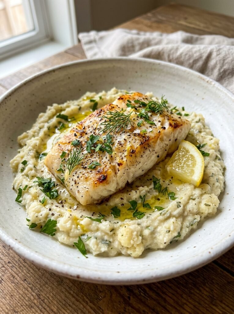 High Protein Low Calorie Cod Cauliflower Mash Plate: Easy Recipe 12 Cod cauliflower mash plate 202605240024