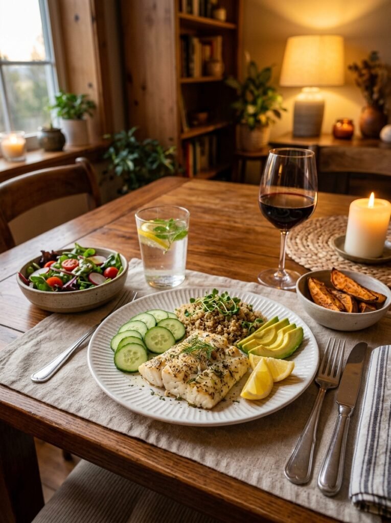 High Protein Low Calorie Cod Cucumber Avocado Plate 15 Cod cucumber avocado plate 202606121222